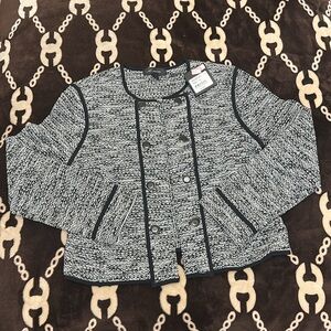 🌺🌺🌺 NWT ST. JOHN Women's Black and White CARDIGAN